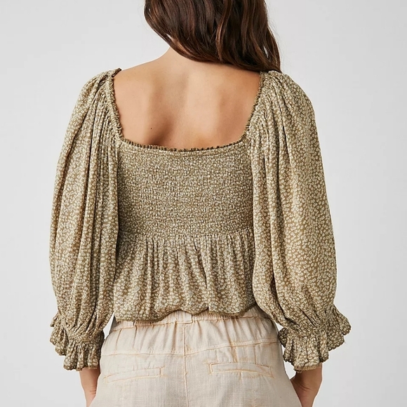 NWT Free People | Brittnee Printed Top In Tropical Nut - Picture 11 of 13
